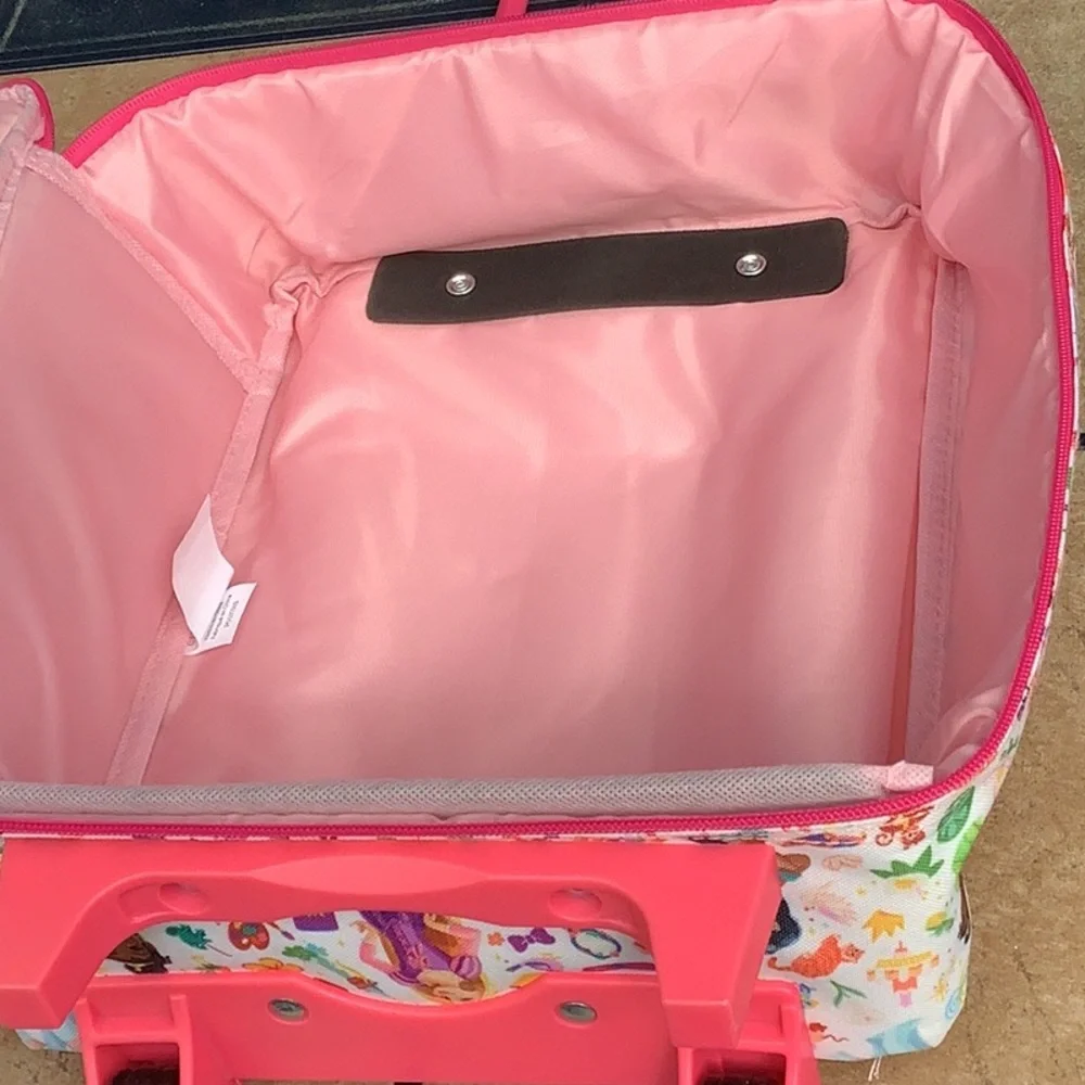 Disney Princess Pink Rolling Kids Carry Case with Colorful Character Print